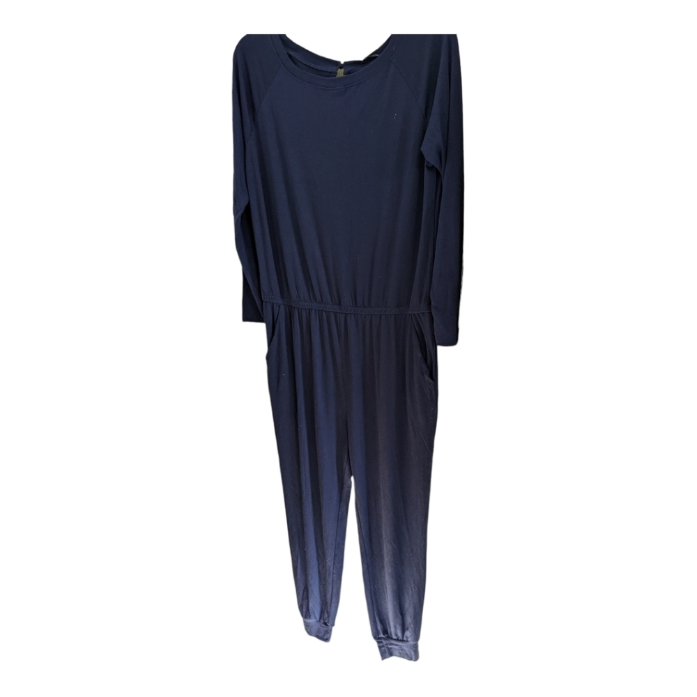 Pretty Garden Blue Black Jumpsuit Size XL NWT w/flaw